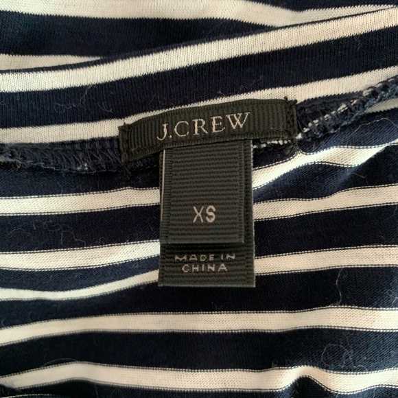 J. Crew Navy 100% Cotton Navy Blue & White Striped Pleated Top Xsmall Women’s - Picture 10 of 12